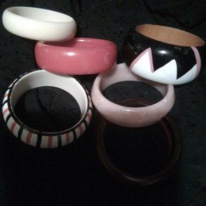 Retro Plastic Bangle Bracelets (Lots) Sets of Seven and Four Vintage 80's
